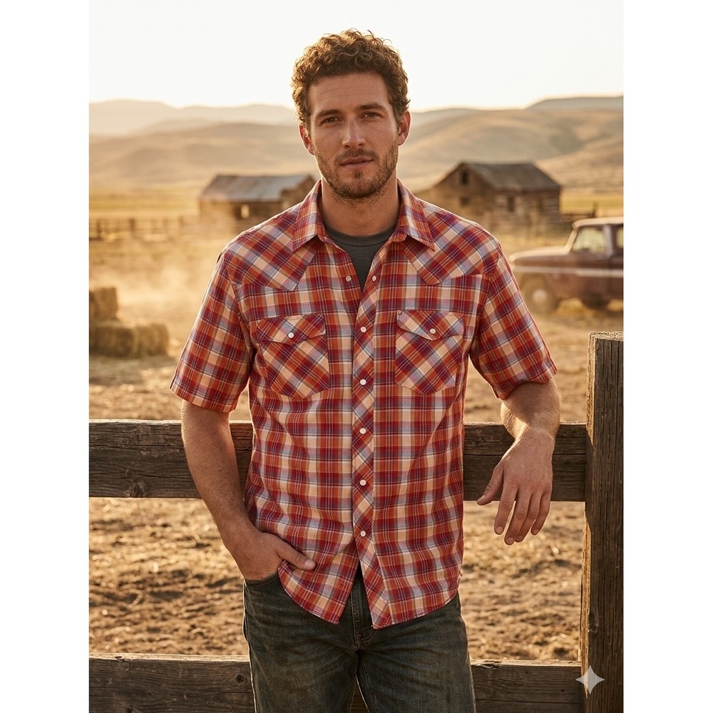 Western Cowboy Americana Plaid, Southwestern Country Workwear Retro Gorpcore